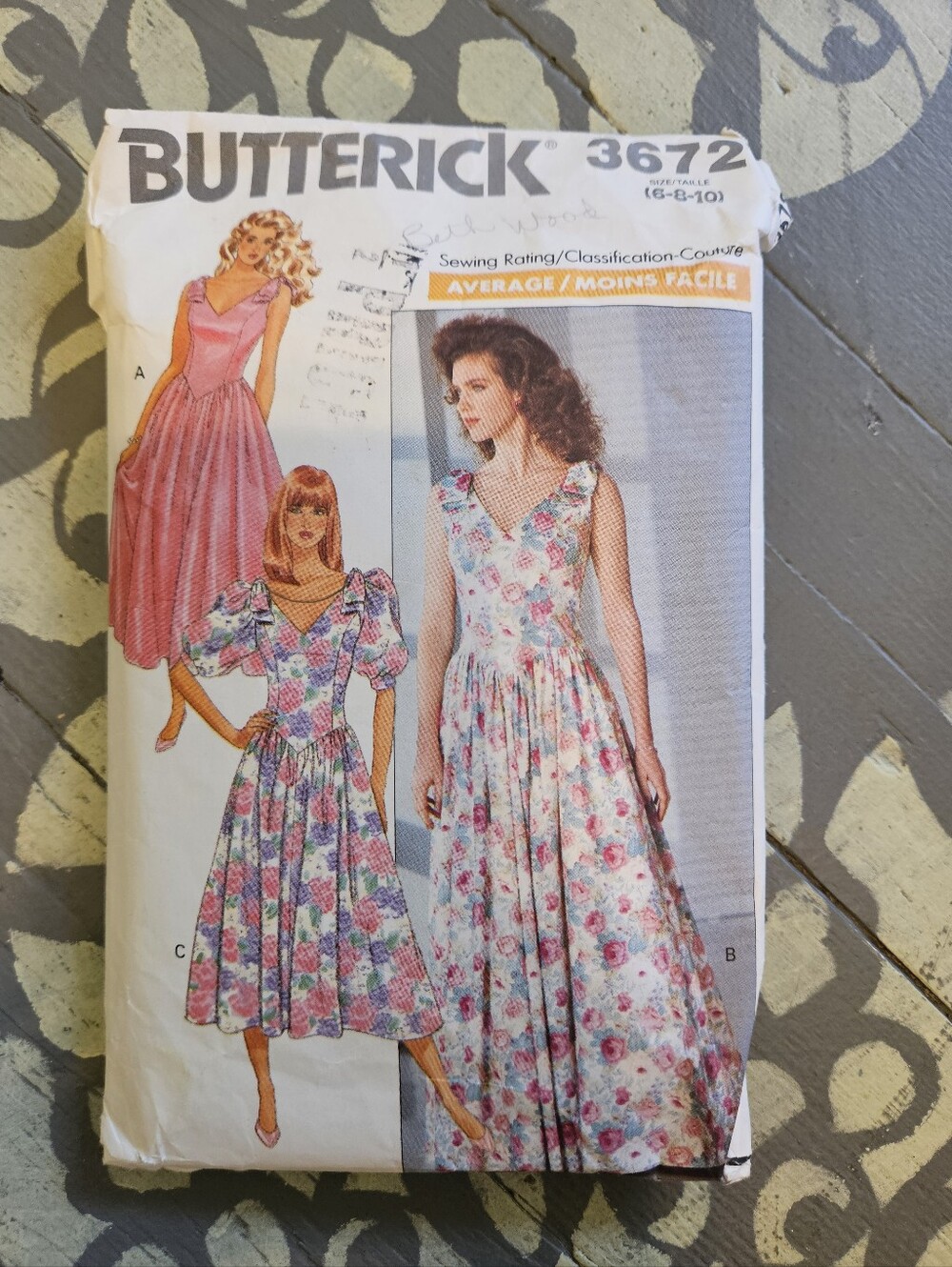 Butterick 3672 Vintage 80s Dress Pattern